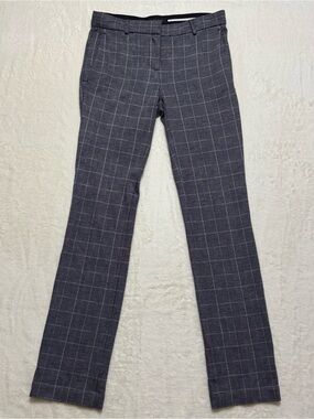 Ann Taylor Slim Leg Plaid Check Career Pant Work Size 0 Full Length